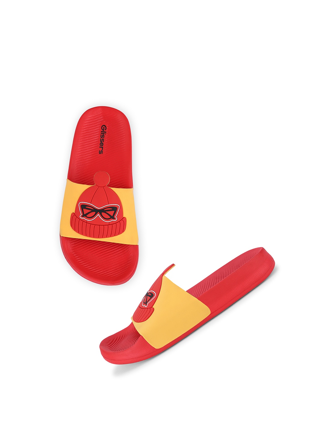 

GLISSERS Girls Self Design Sliders, Yellow