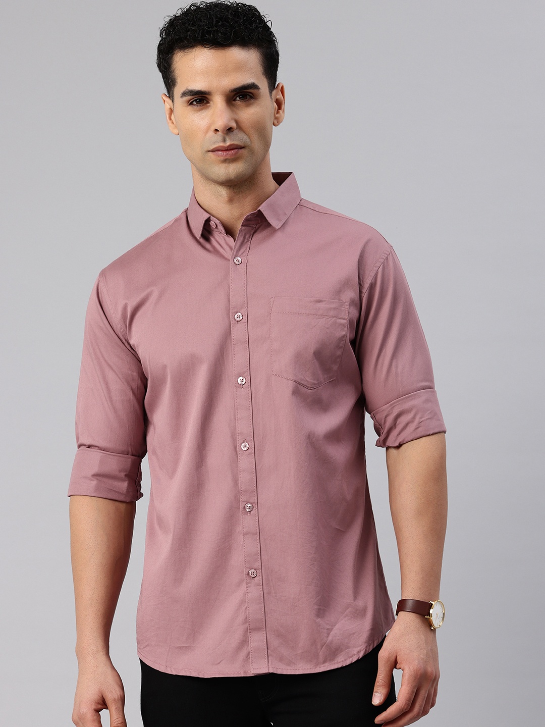 

Majestic Man Men Comfort Slim Fit Pure Cotton Casual Shirt, Pink