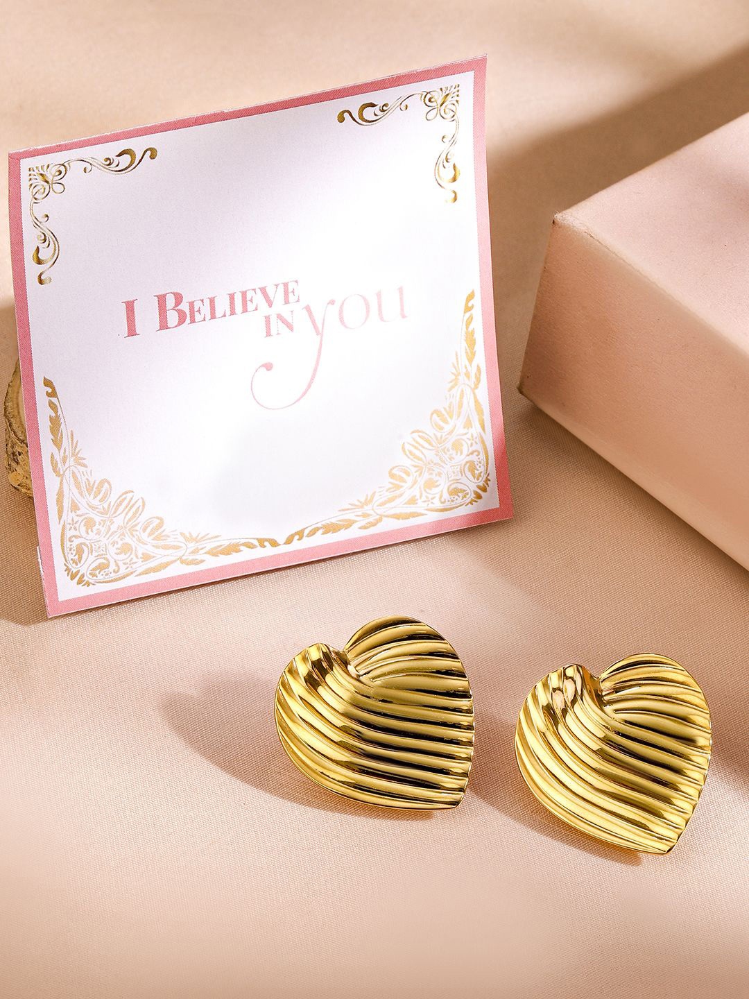 

Rubans Valentine's 18K Gold Plated Stainless Steel Tarnish Free Waterproof Stud Earring