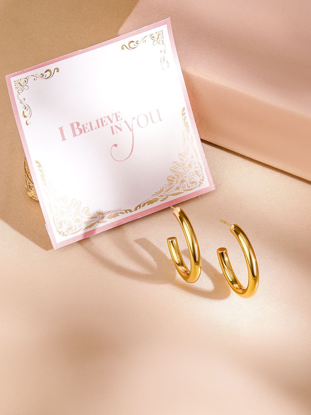 

Rubans Valentine's 18K Gold Plated Stainless Steel Waterproof Demi Fine Curve Hoop Earring