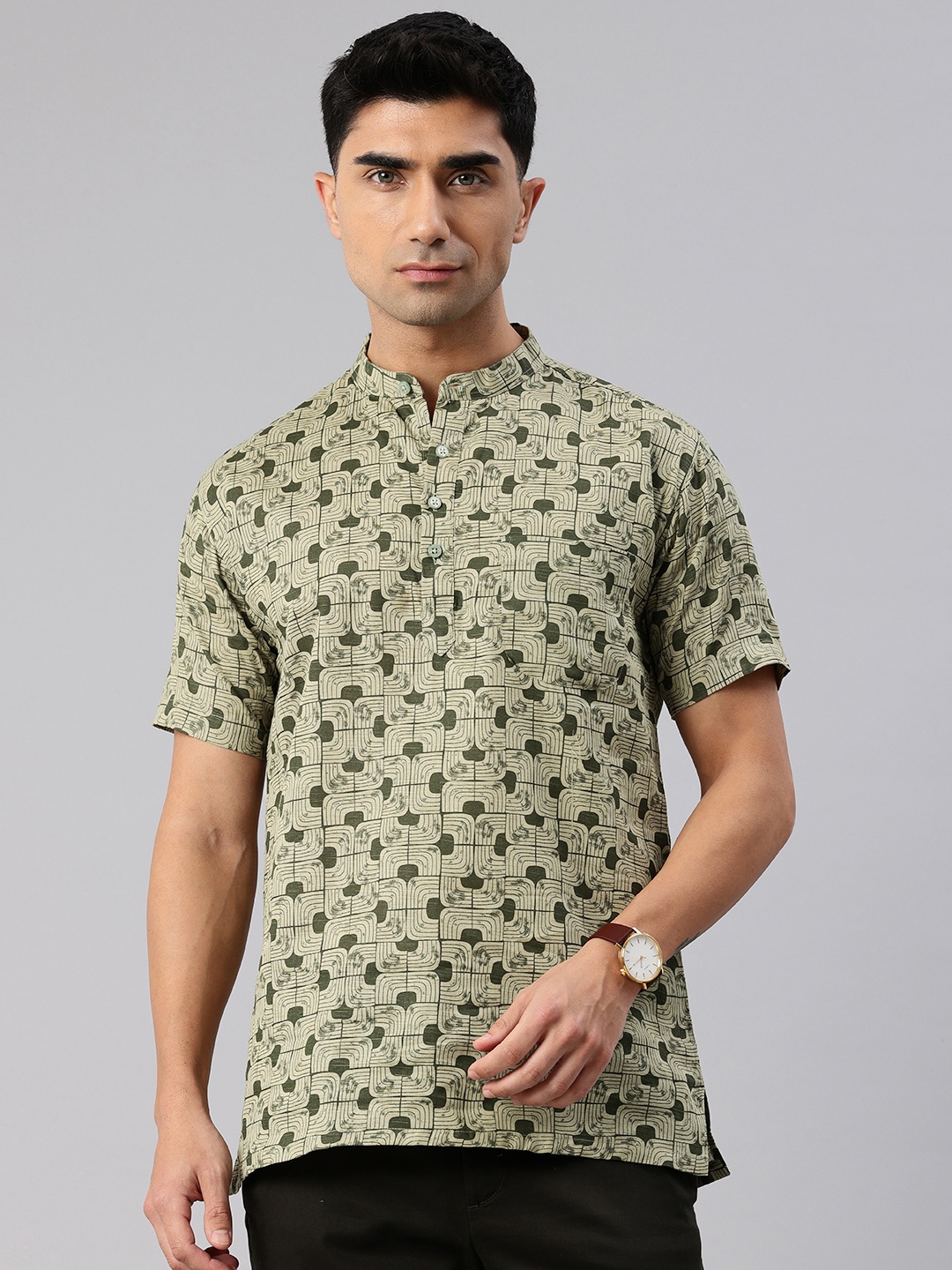 

Majestic Man Men Ethnic Motifs Printed Pure Cotton Kurta, Green