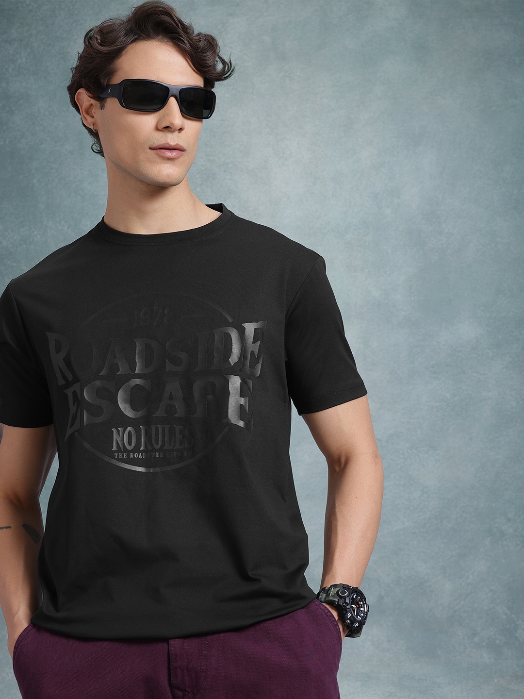 

The Roadster Lifestyle Co. Men Typography Printed T-shirt, Black