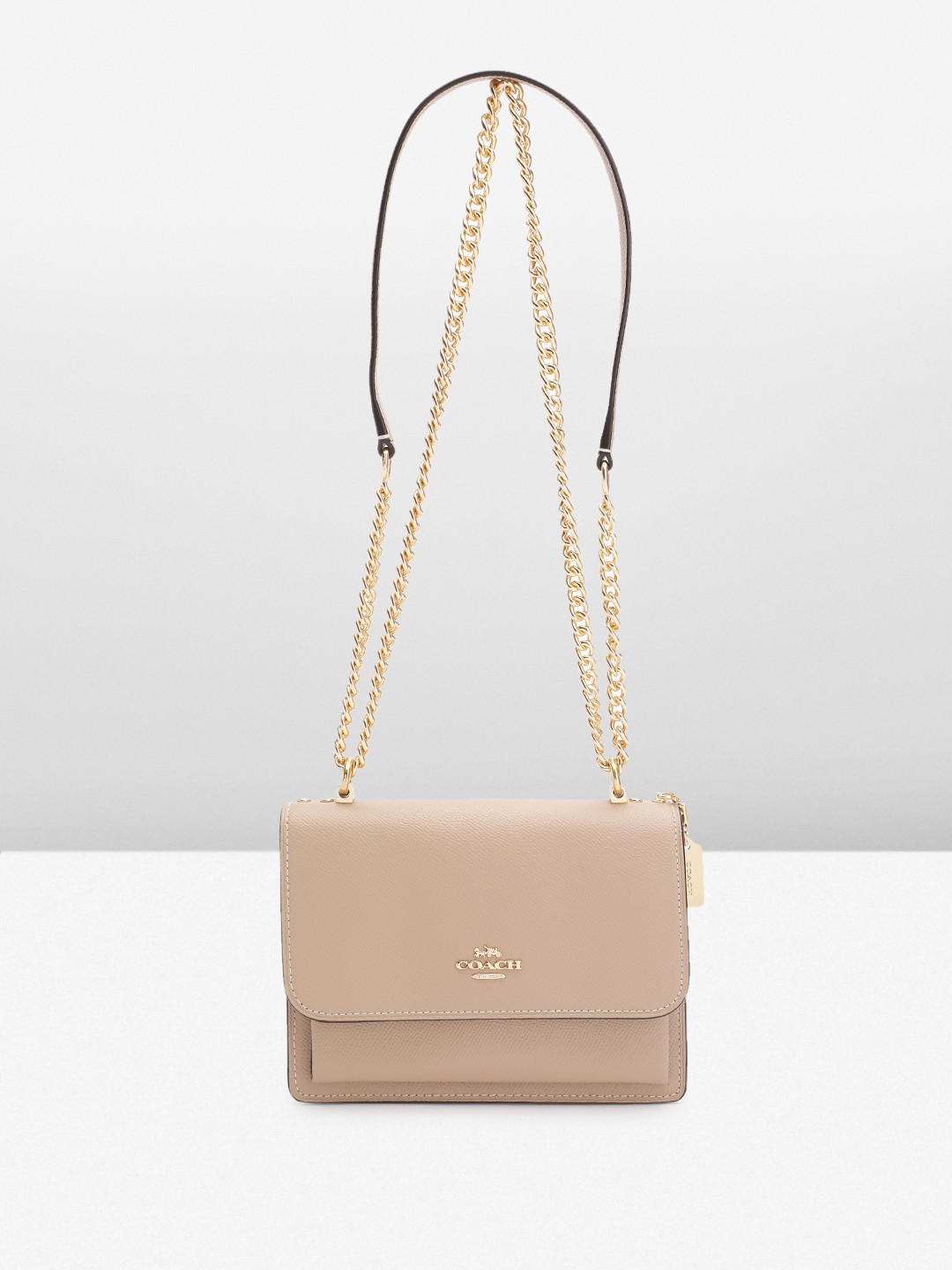 

Coach Leather Structured Shoulder Bag, Beige