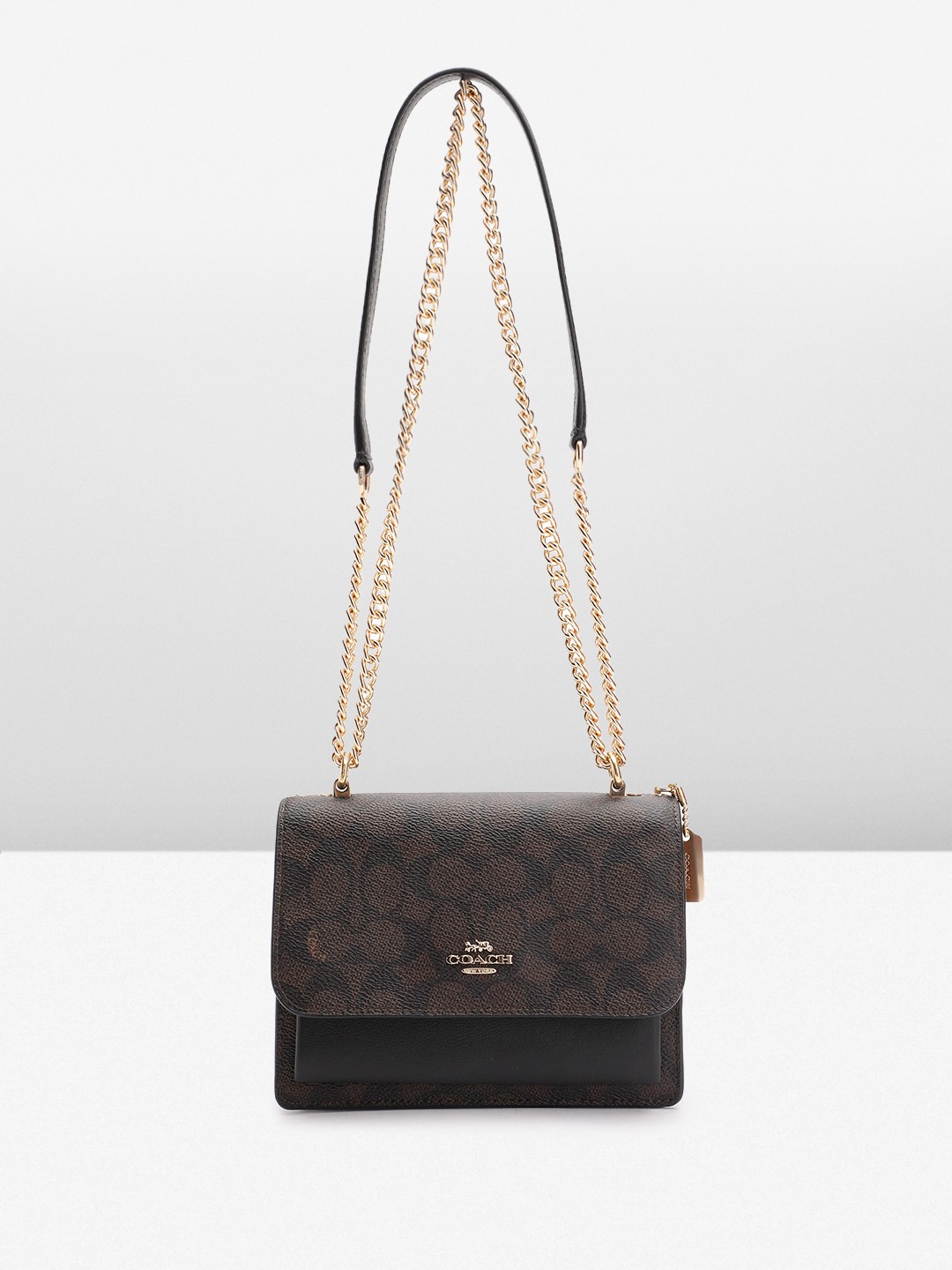

Coach Brand Logo Print Structured Shoulder Bag, Black
