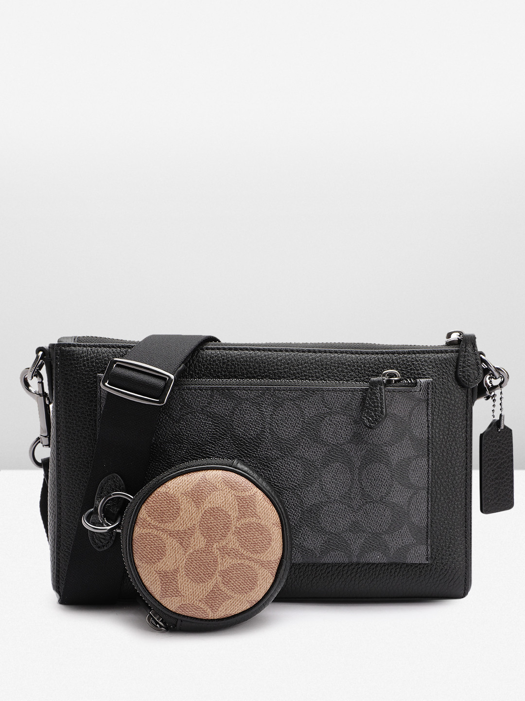 

Coach Brand Logo Print Leather Crossbody Bag, Charcoal