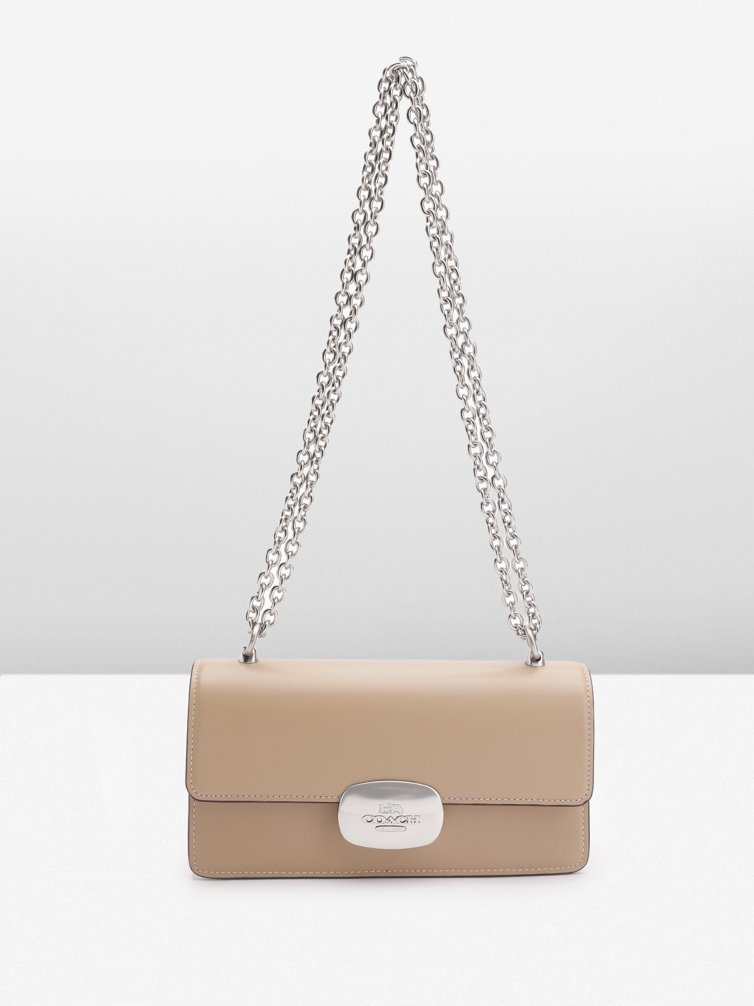 

Coach Leather Structured Shoulder Bag, Beige