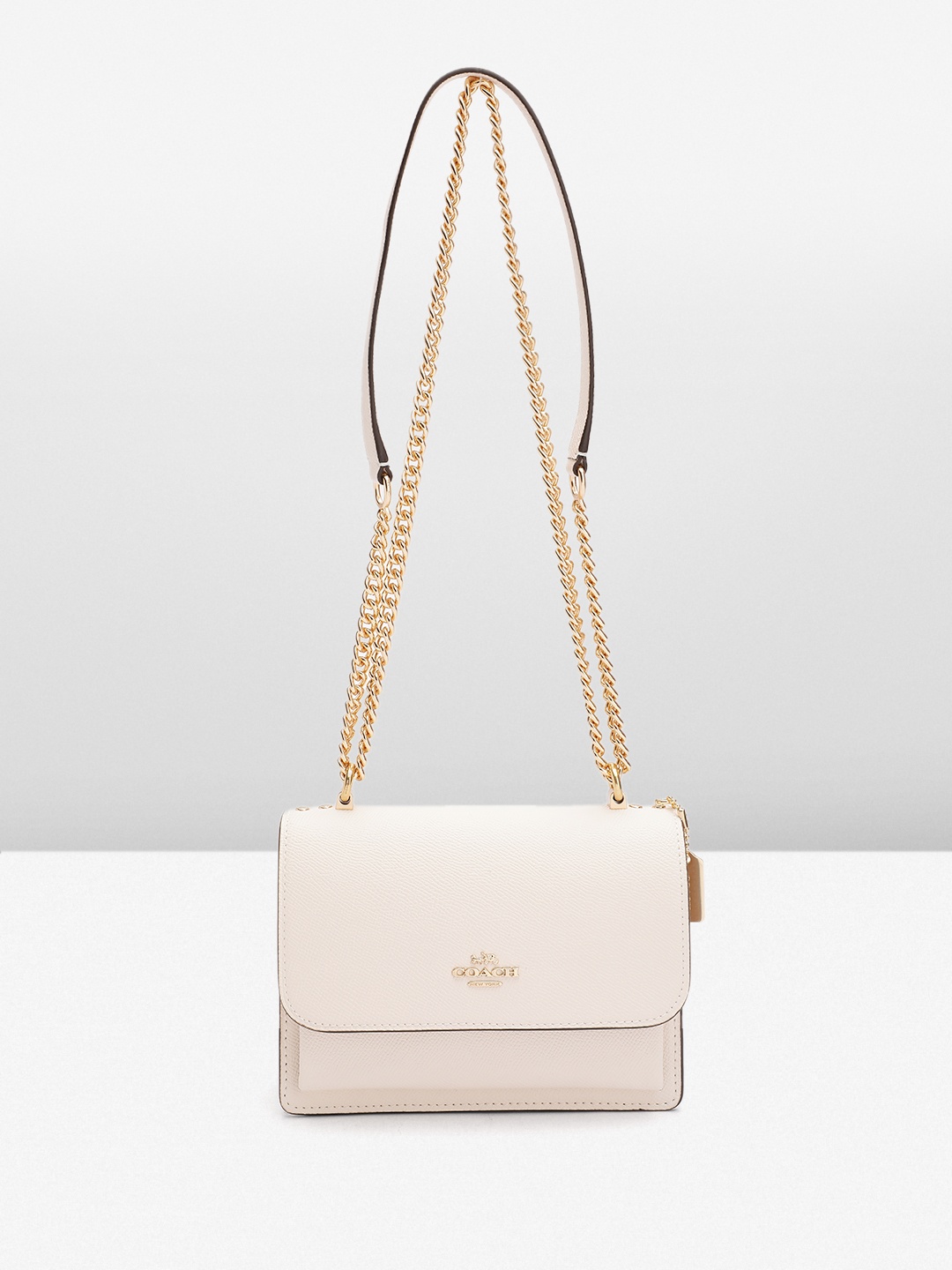 Coach Textured Leather Structured Shoulder Bag, White