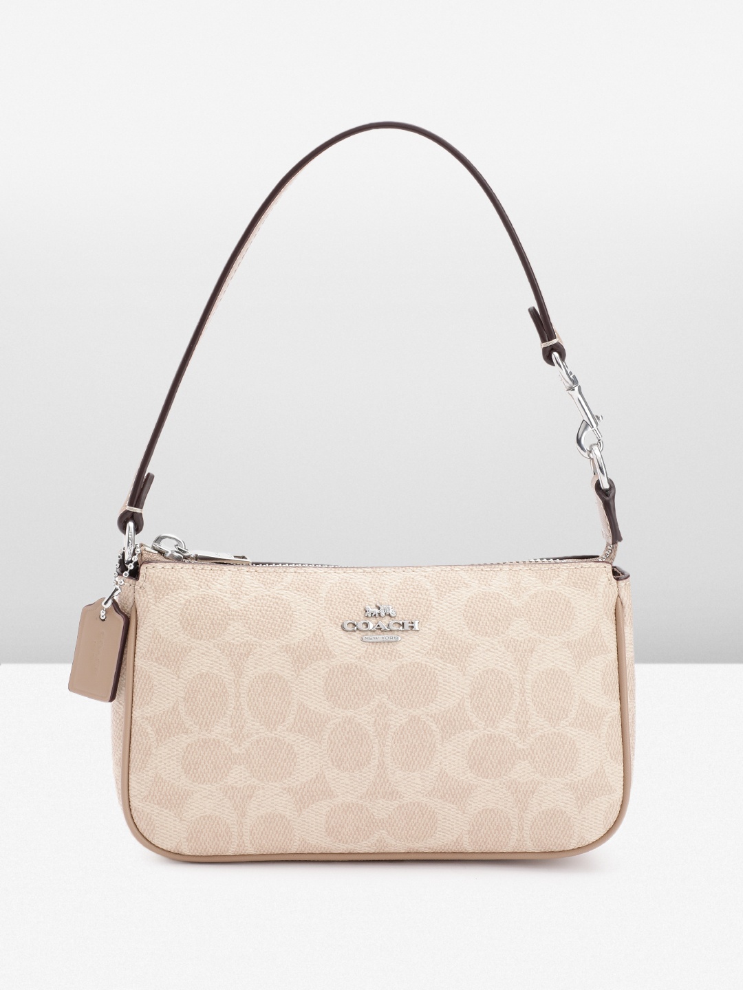 Coach Textured Structured Handheld Bag, Beige