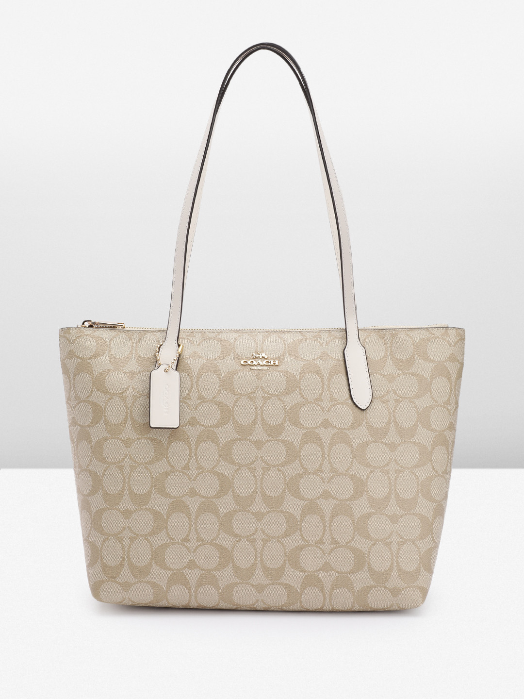 

Coach Textured Structured Shoulder Bag, Beige