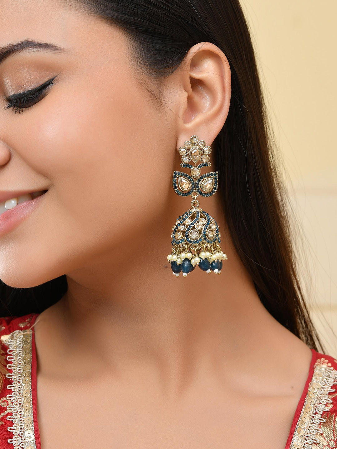 

VOJ Quirky Jhumkas Earrings, Blue