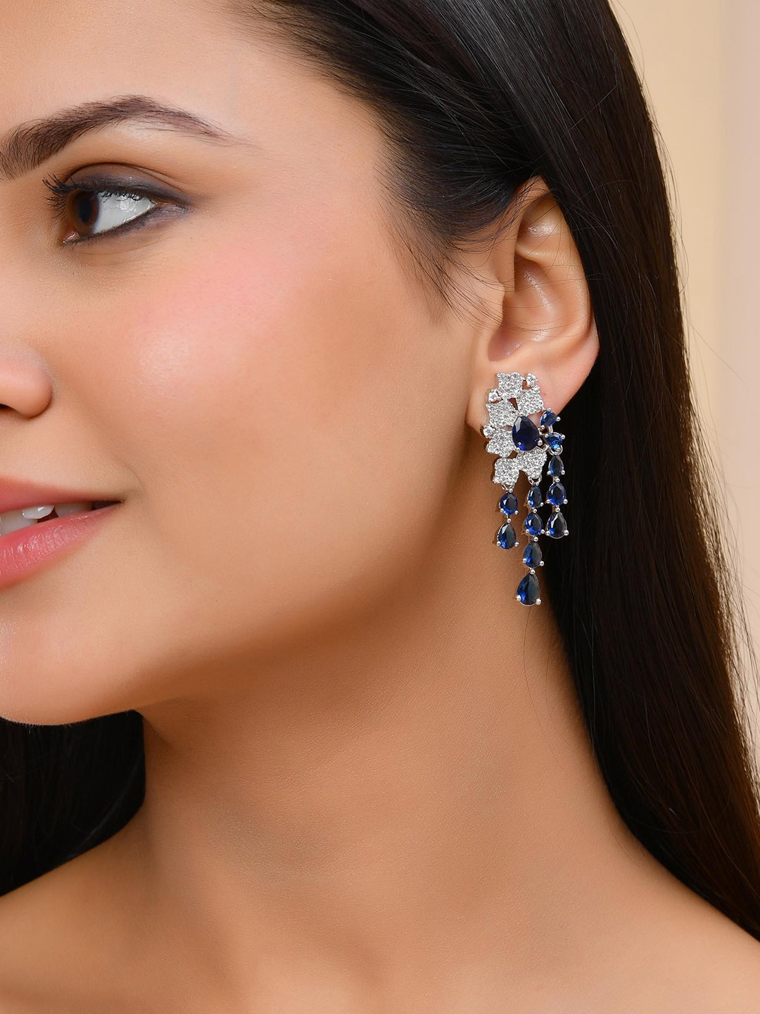 

VOJ Teardrop Shaped Drop Earrings, Blue