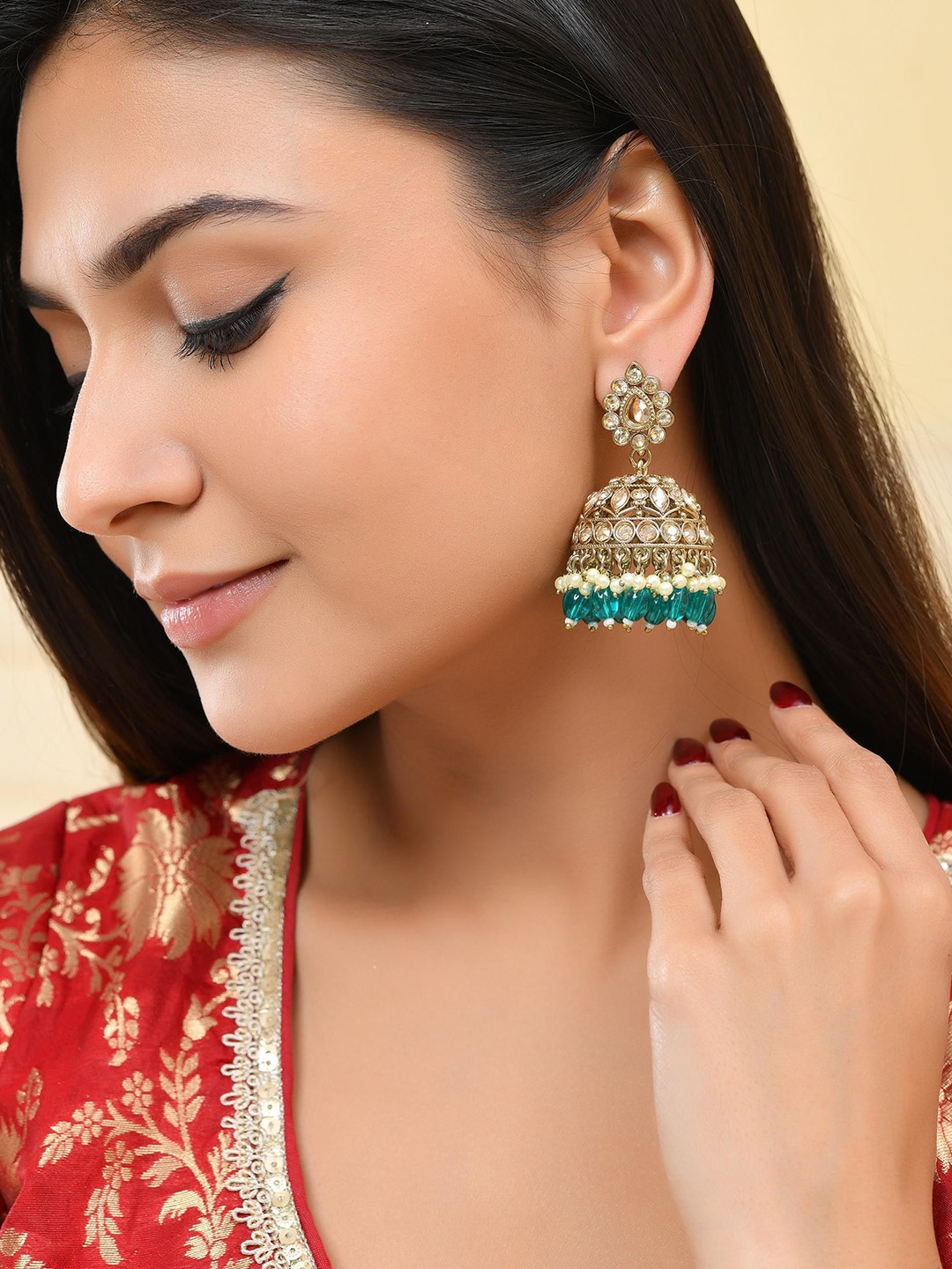 

VOJ Quirky Jhumkas Earrings, Teal