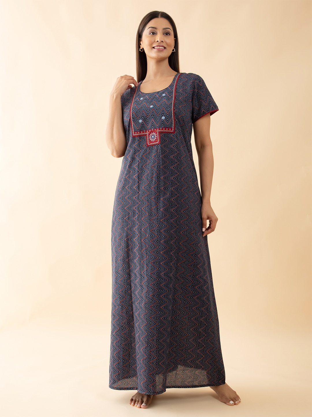 

Maybell Printed Maxi Nightdress, Blue