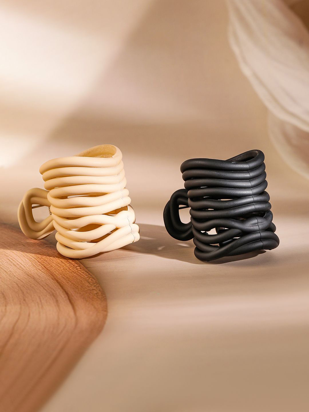 

Rubans Women Set of 2 Spiral Matte Claw Clips, Black