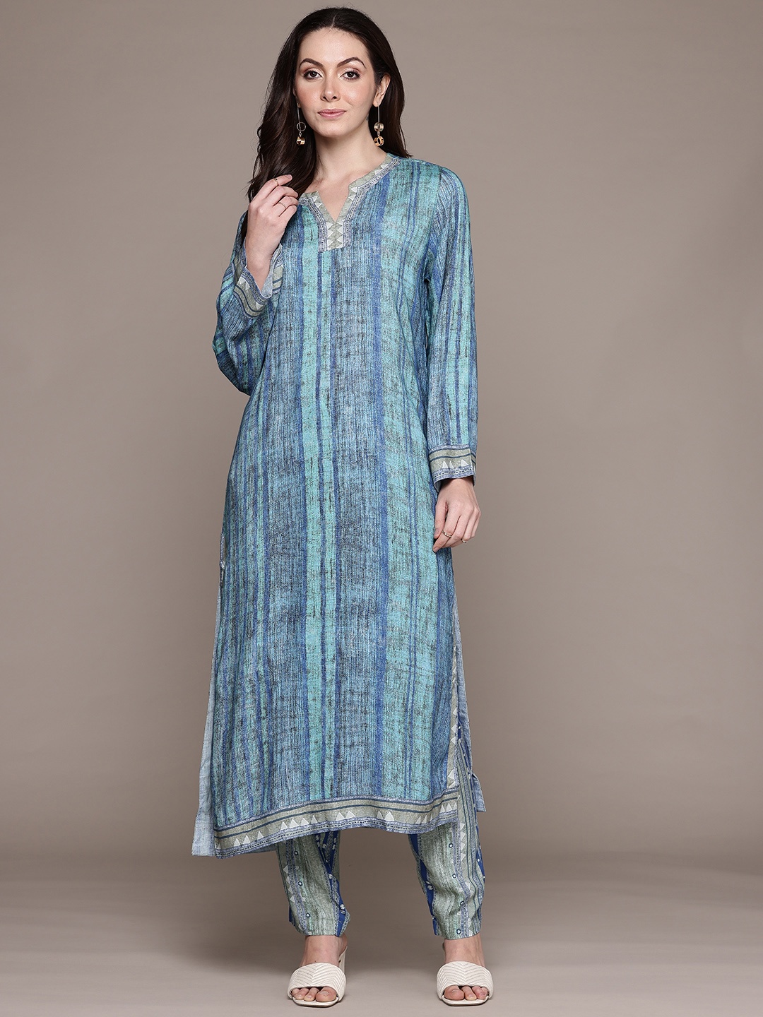 

Ritu Kumar Abstract Printed Kurta with Trousers, Blue