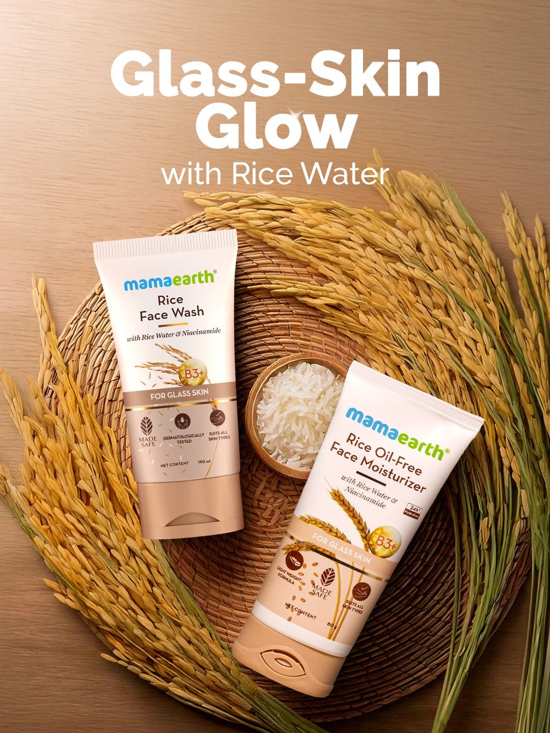 

Mamaearth Set Of Rice Face Wash & Oil Free Face Moisturizer, White