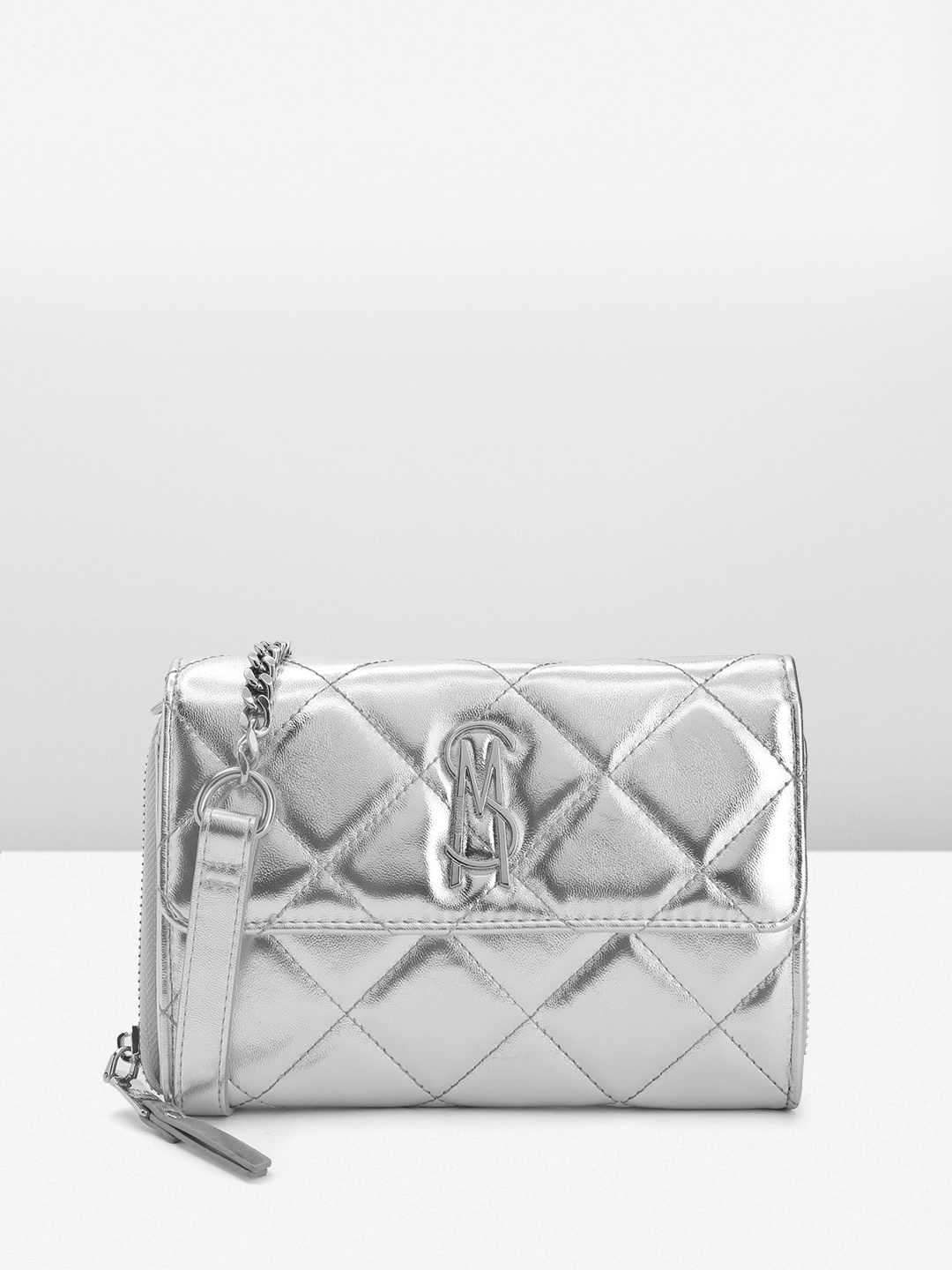 

Steve Madden Structured Quilted Sling Bag, Silver