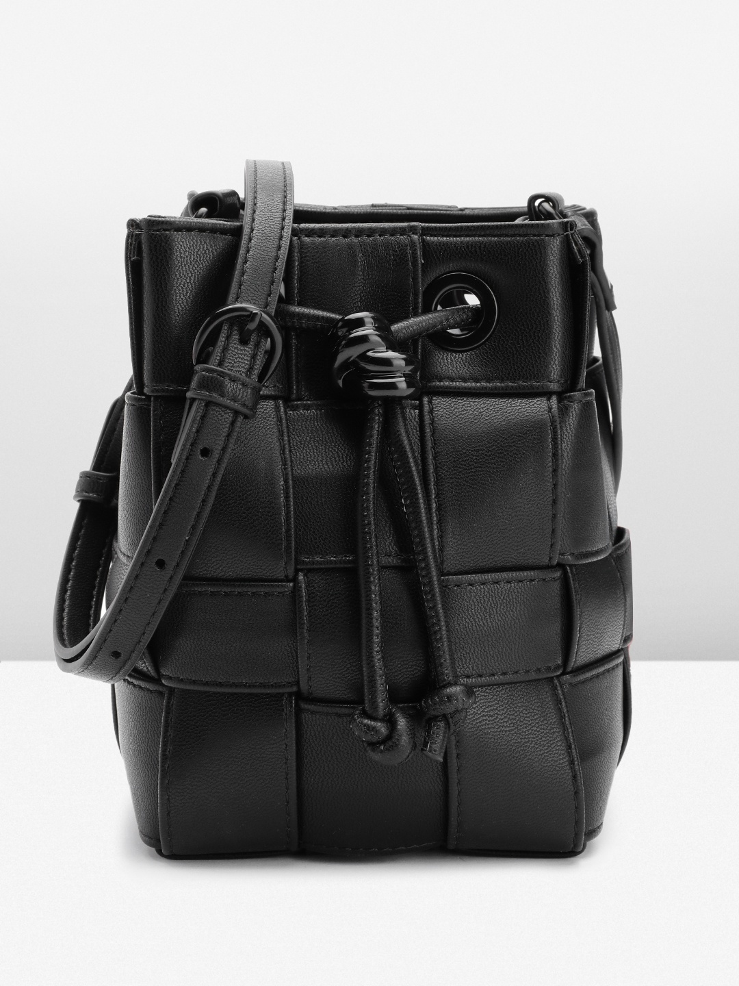 

Steve Madden Basketweave Bucket Sling Bag, Black