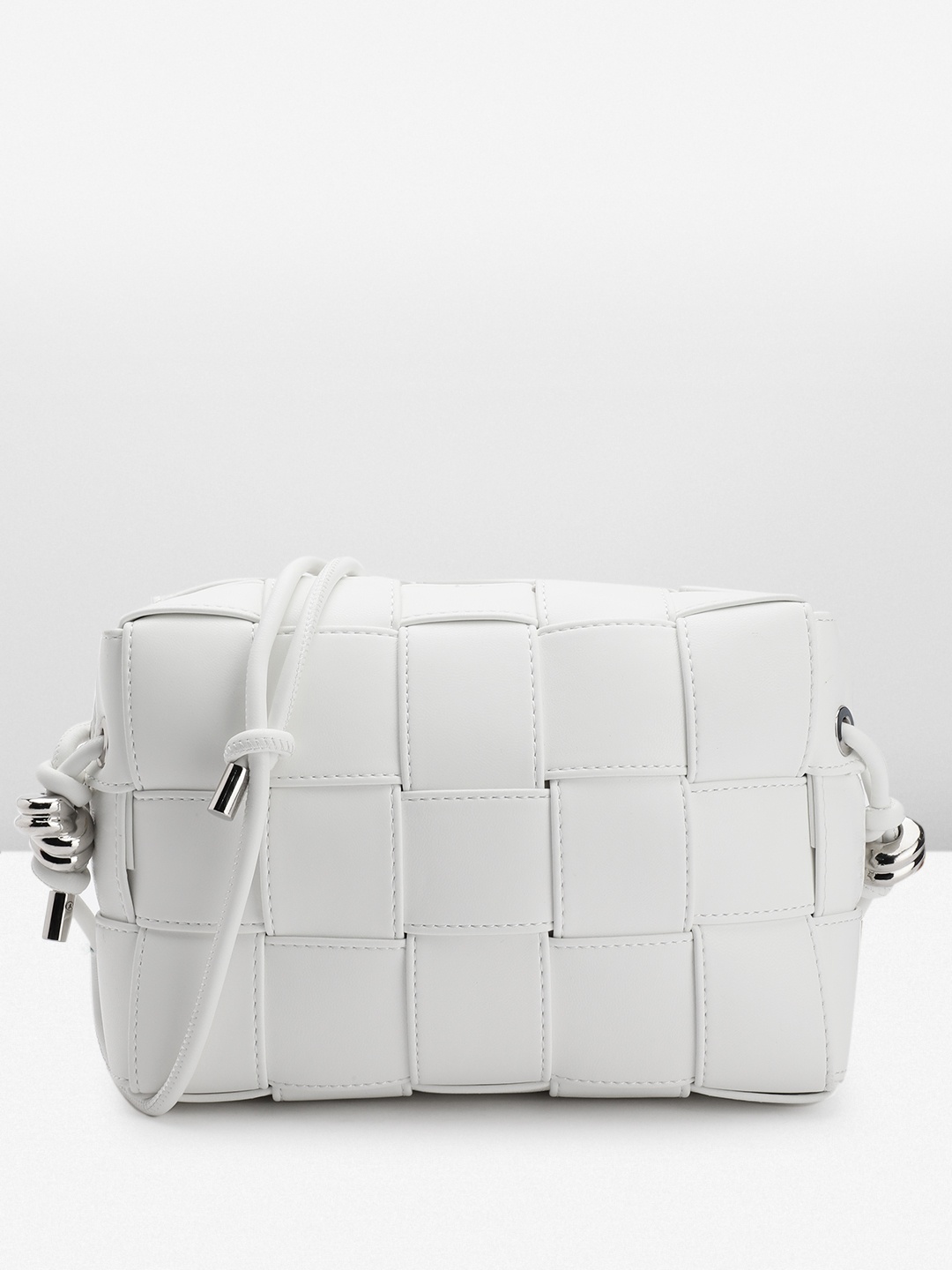 Steve Madden Basket Weave Textured Shoulder Bag, White