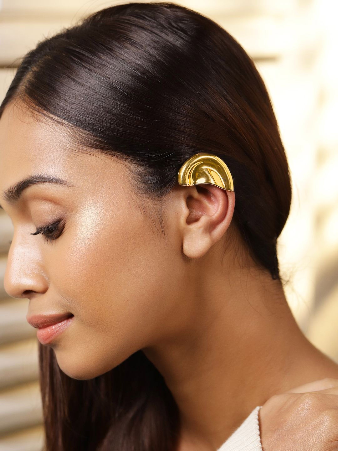 

Rubans 22K Gold Plated Bold Sculptural Statement Luxe Design Ear Cuff