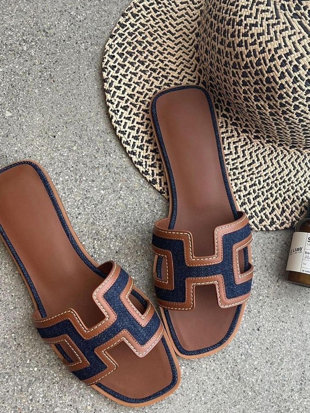 

Street Style Store Women Colourblocked Open Toe Flats with Laser Cuts, Brown