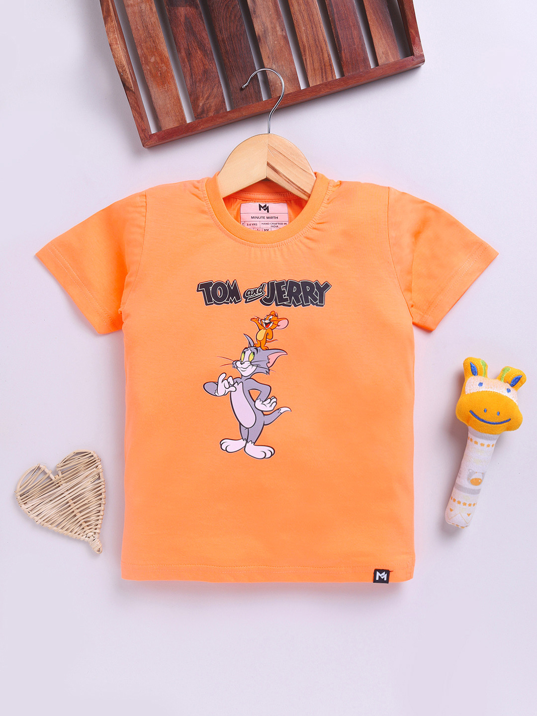 

YK X Minute Mirth Boys Printed Pure Cotton T-shirt, Orange