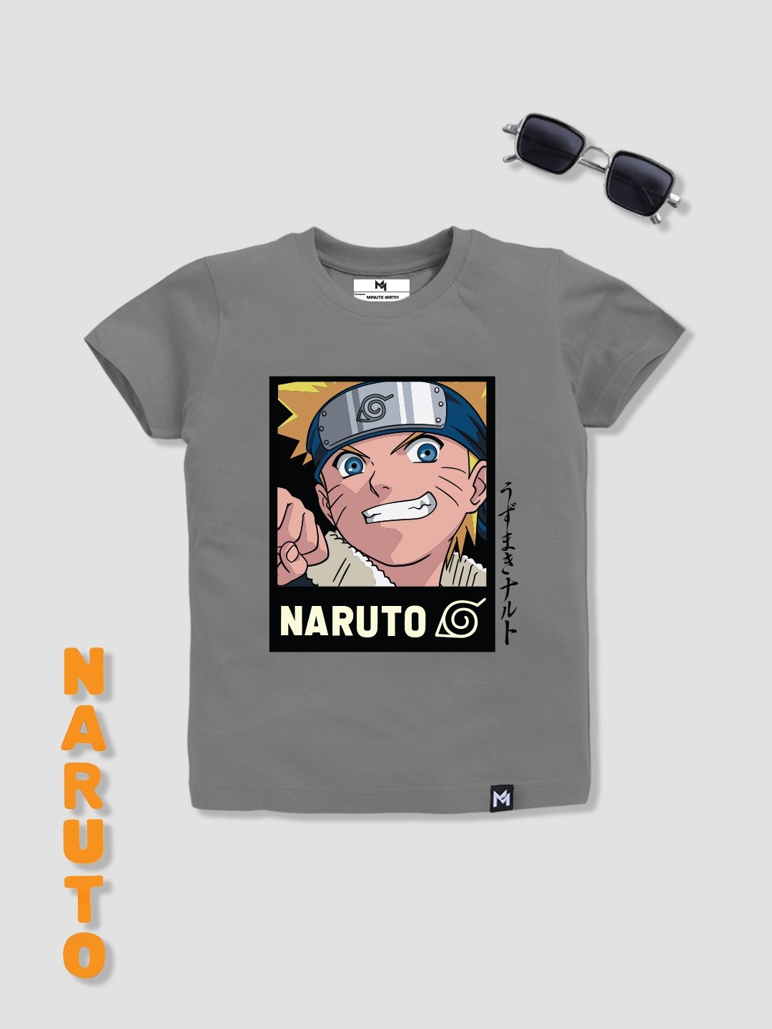 

YK X Minute Mirth Boys Naruto Printed T-shirt, Charcoal