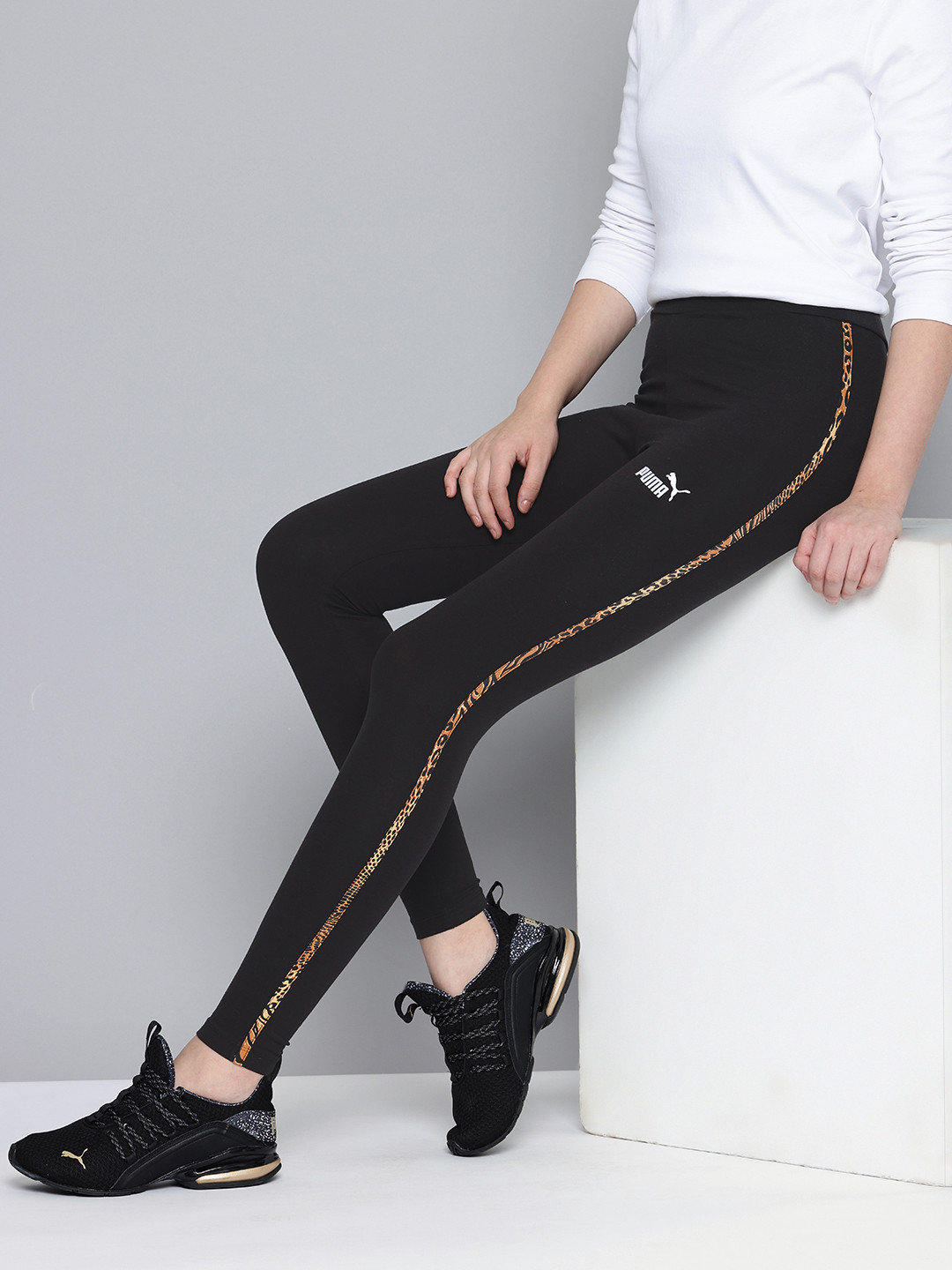 

Puma Women Skinny Fit Graphic Animal Print Tights, Black