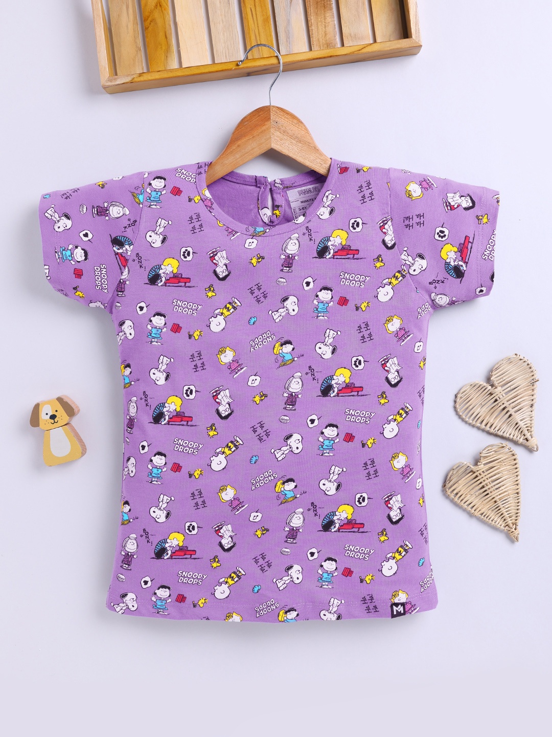 

YK X Minute Mirth Infant Girls Pure Cotton Peanuts Printed Top, Purple