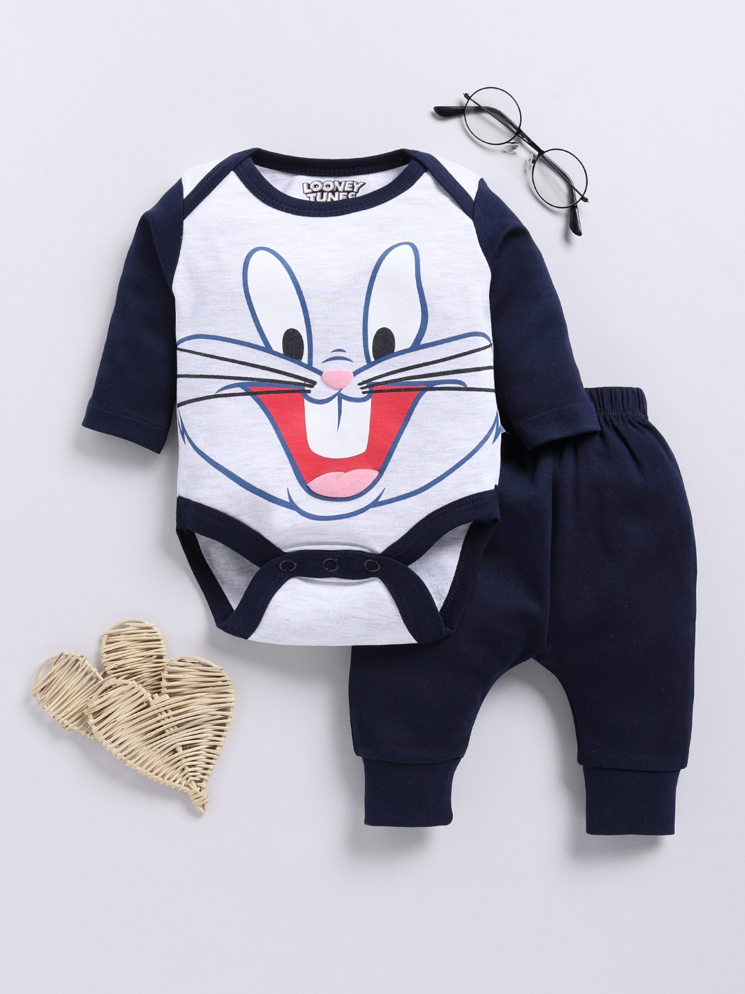 

YK X Tinyo Boys Pure Cotton Printed Leotard and Joggers, Navy blue