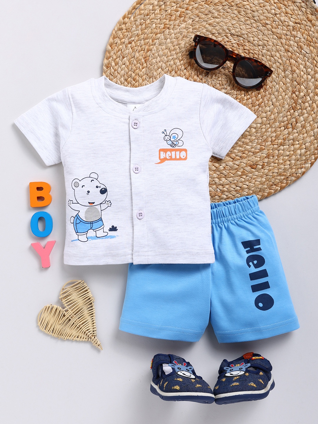 

YK X Tinyo Boys Pure Cotton Printed Shirt with Shorts, Grey