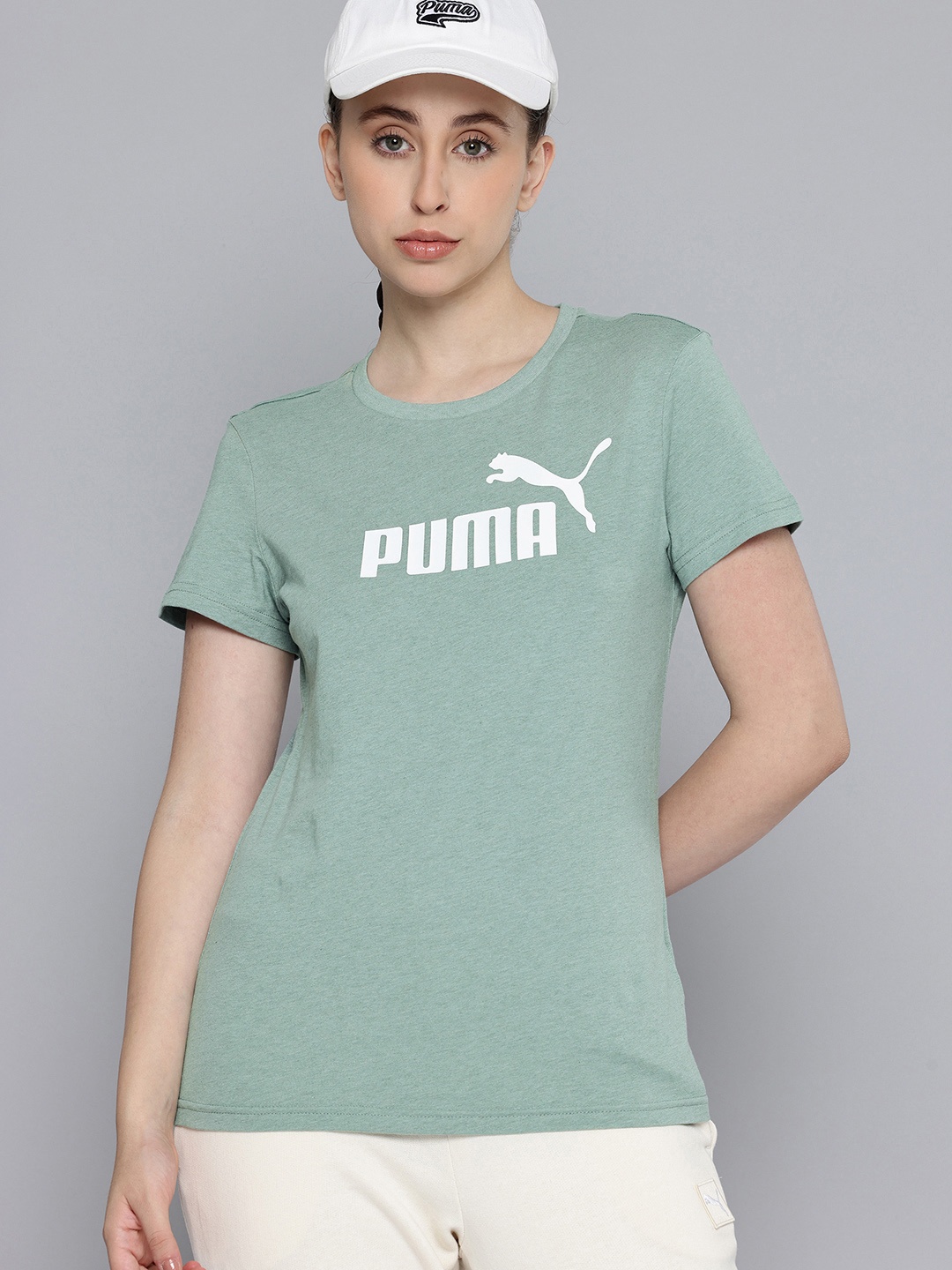 

Puma Heather Brand Logo Printed Pure Cotton T-shirt, Green