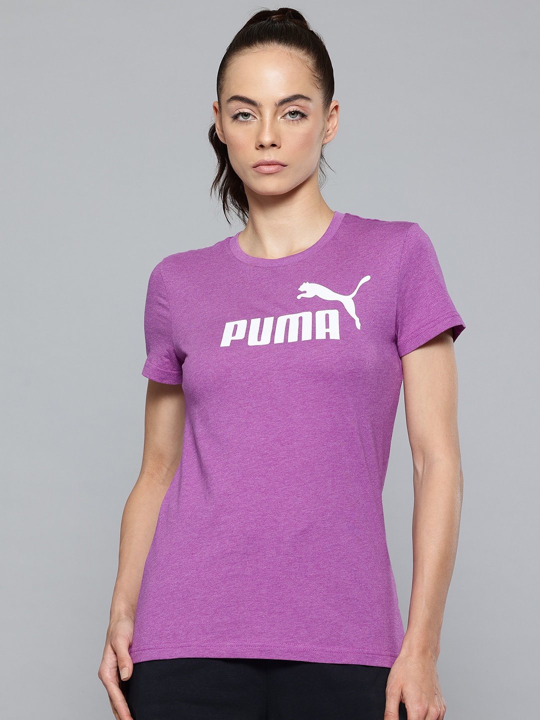 

Puma Brand Logo Printed Pure Cotton T-shirt, Purple
