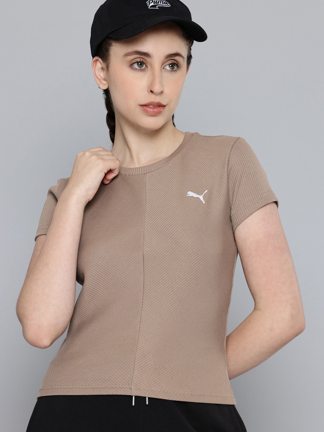 

Puma Slim Fit Ribbed T-shirt, Taupe