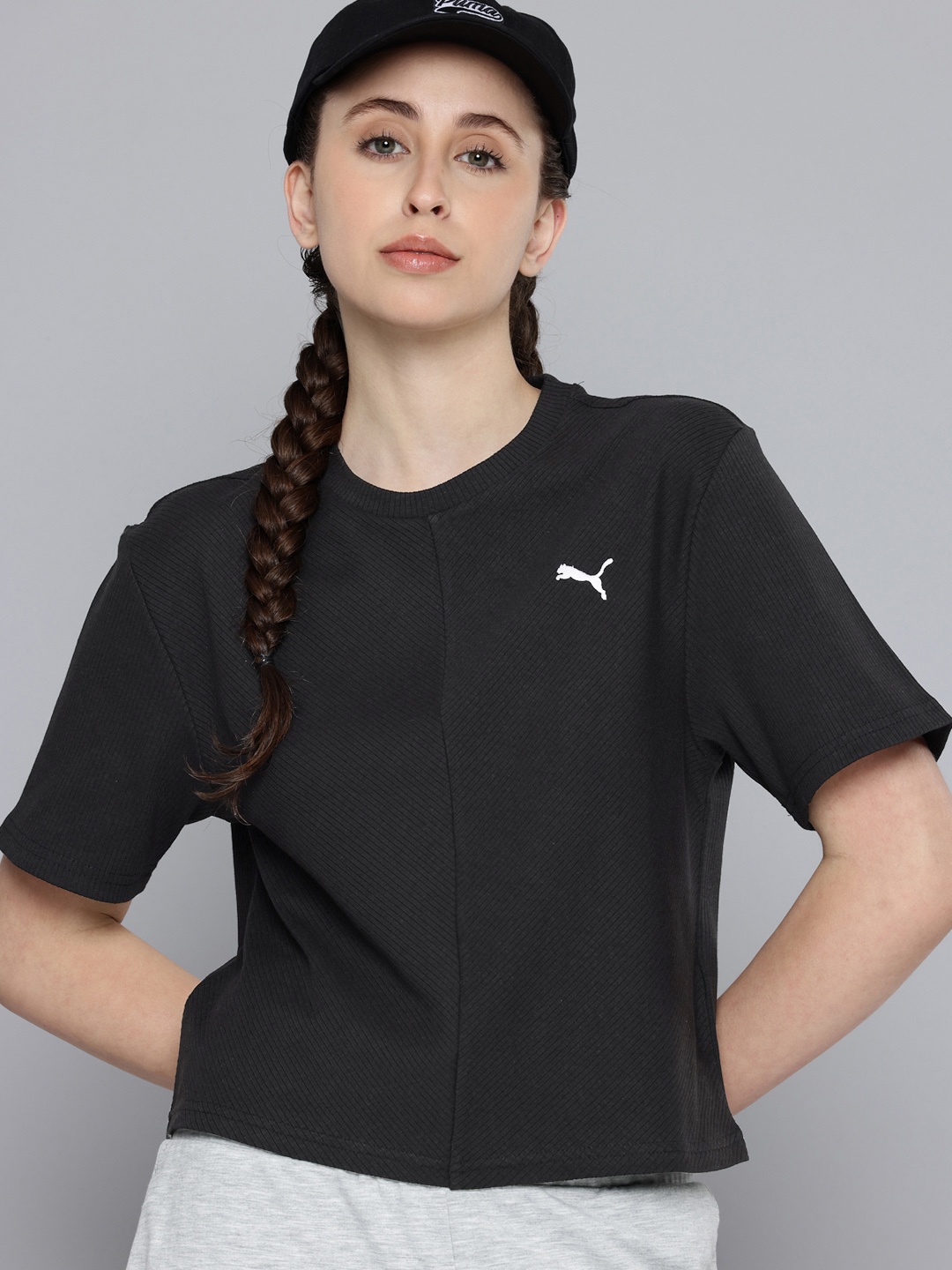 

Puma Relaxed Fit Ribbed T-shirt, Black