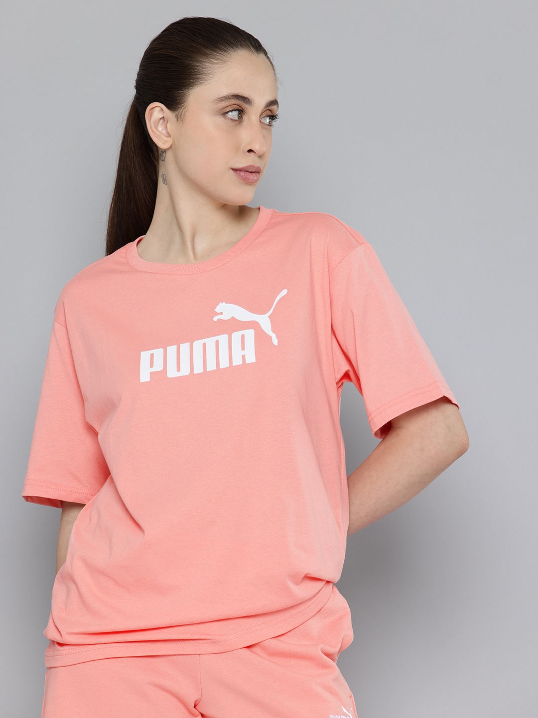 

Puma No. 1 Logo Printed Pure Cotton Relaxed Fit T-shirt, Peach