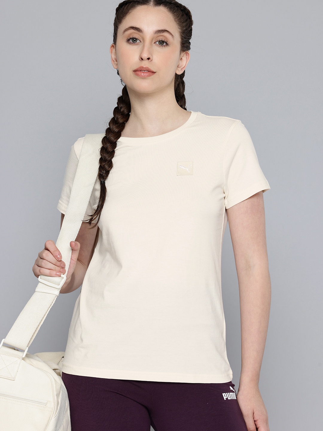 

Puma Applique Detail Pure Cotton T-shirt, Off white