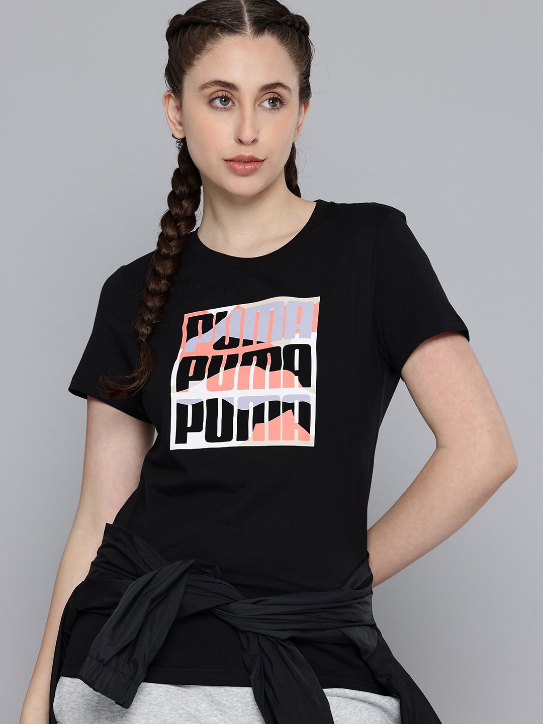 

Puma Typography Printed Pure Cotton T-shirt, Black