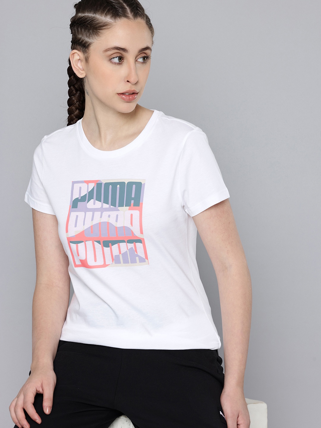 

Puma Brand Logo Printed Pure Cotton T-shirt, White