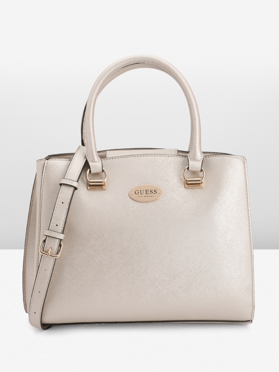 

GUESS Textured Structured Handheld Bag, Beige