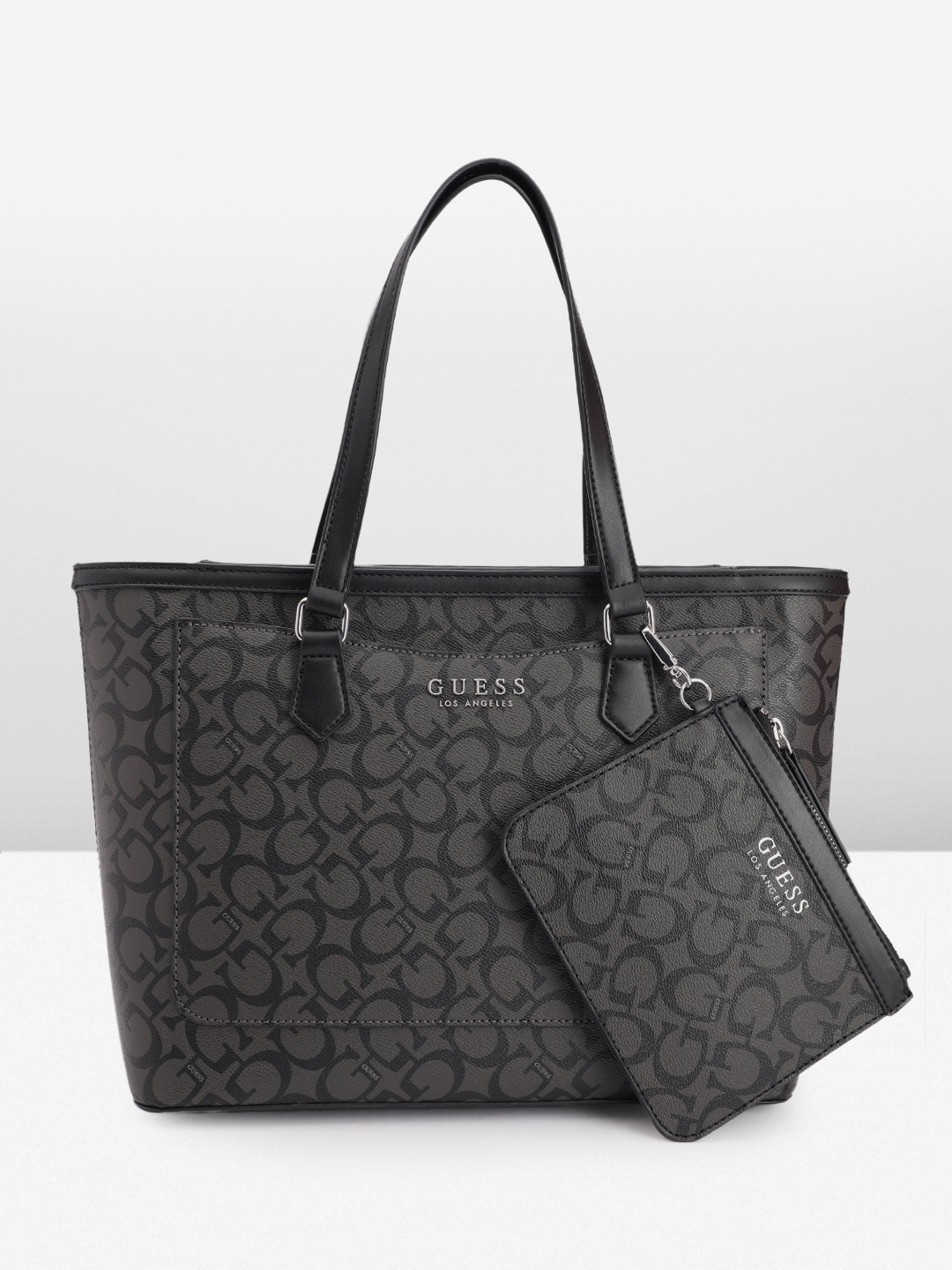 

GUESS Printed Structured Shoulder Bag, Black