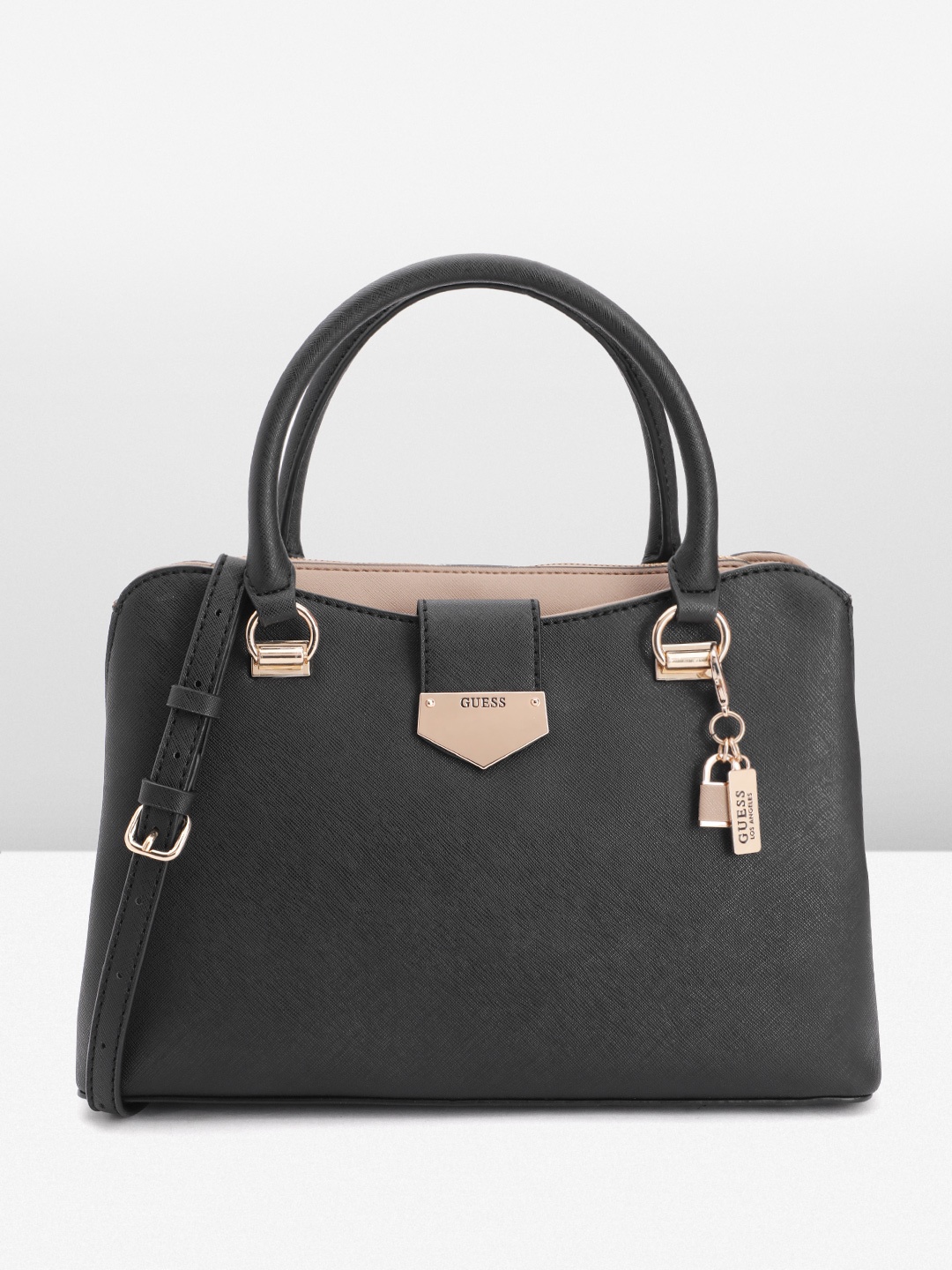 

GUESS Textured Structured Handheld Bag, Black