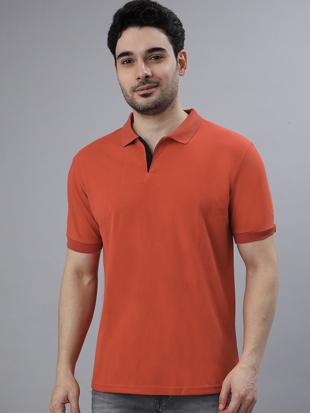 

Wear Your Opinion Men Solid Polo Collar Cotton T-shirt, Rust