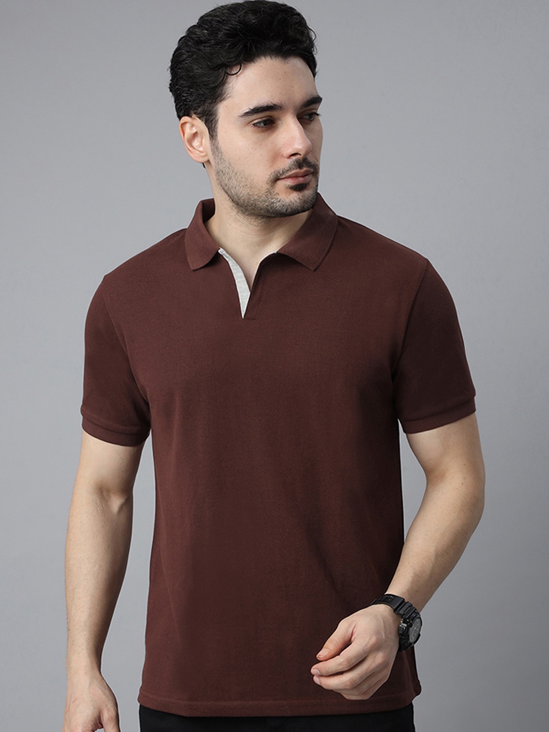 

Wear Your Opinion Men Solid Polo Collar Cotton T-shirt, Purple