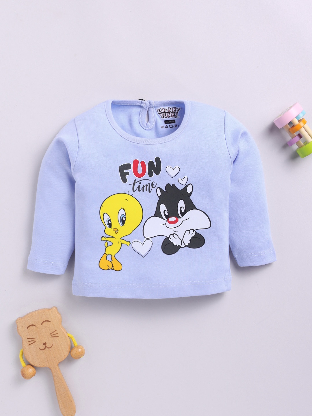 

YK X Tinyo Infant Girls Looney Tunes Printed Cotton Top, Blue