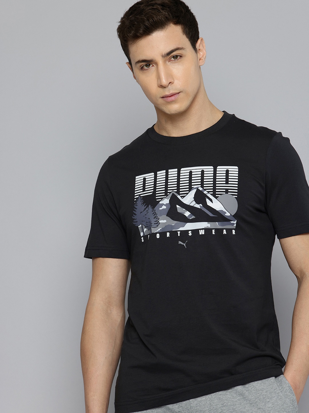 

Puma Graphics Mountain Printed Pure Cotton T-shirt, Black