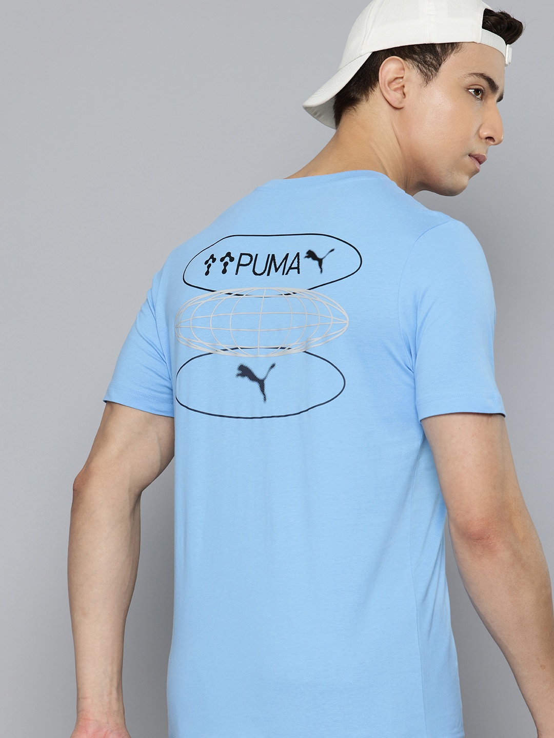 

Puma Brand Logo Graphics 3 Circles Printed Pure Cotton T-shirt, Blue