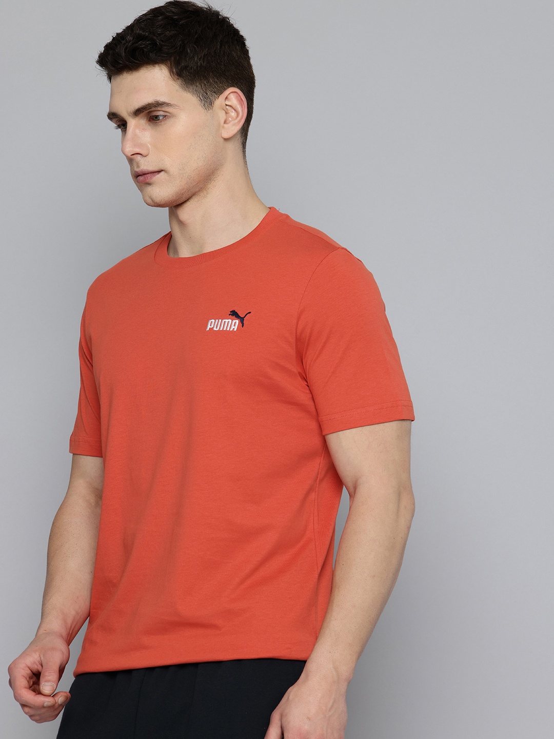 

Puma 2 Colour No. 1 Solid Pure Cotton T-shirt, Red