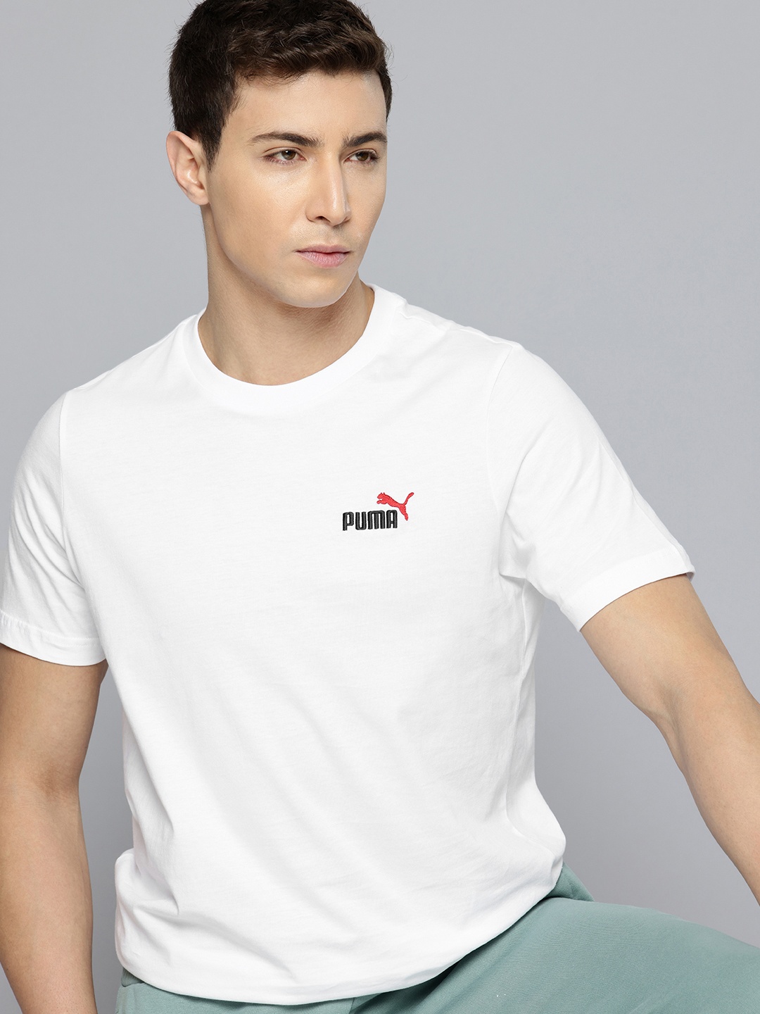 

Puma Pure Cotton 2 Colour Small No. 1 Logo T-shirt, White