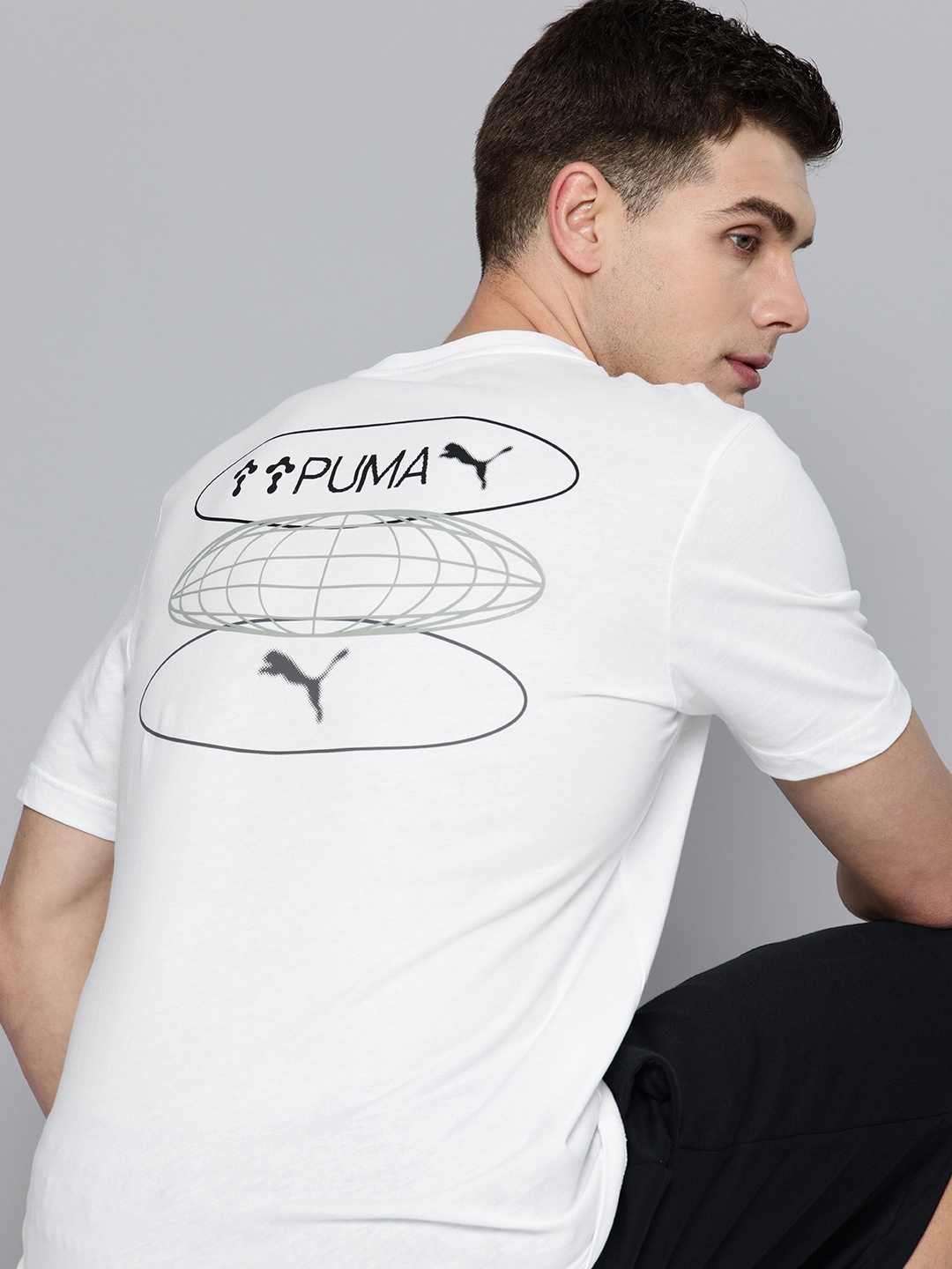 

Puma Brand Logo Graphics 3 Circles Printed Pure Cotton T-shirt, White